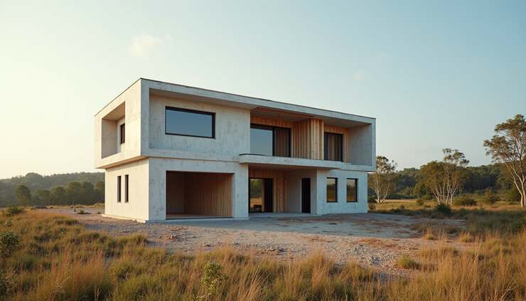 Eye-level view of a modern home under construction in Talking Rock