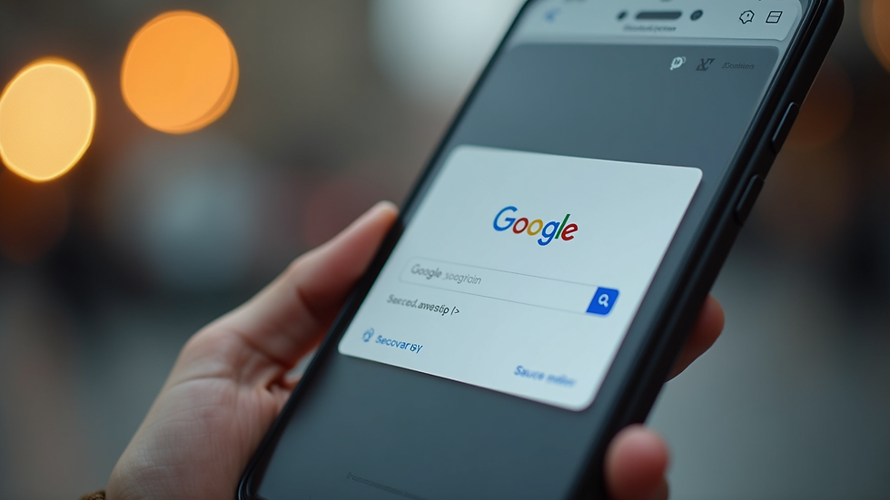 Close-up view of a smartphone displaying a Google search ad