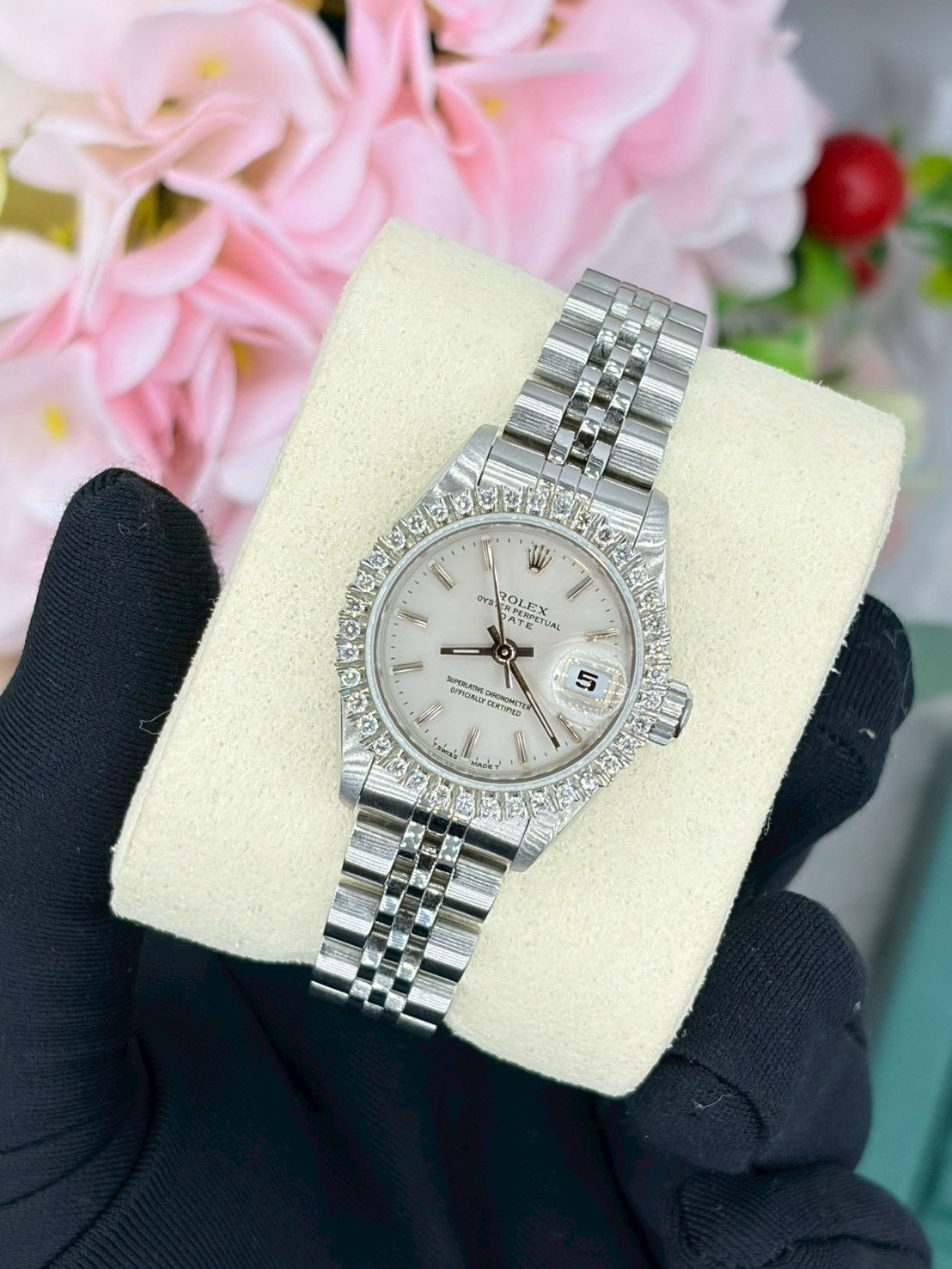Lady Datejust Silver Steel dial & Diamond bezel