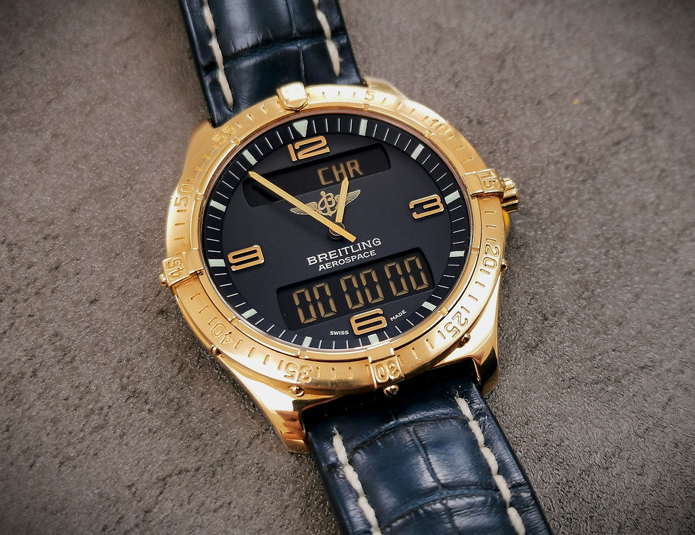 Thumbnail: Breitling Aerospace K56062, Solid 18K Gold Watch & Buckle