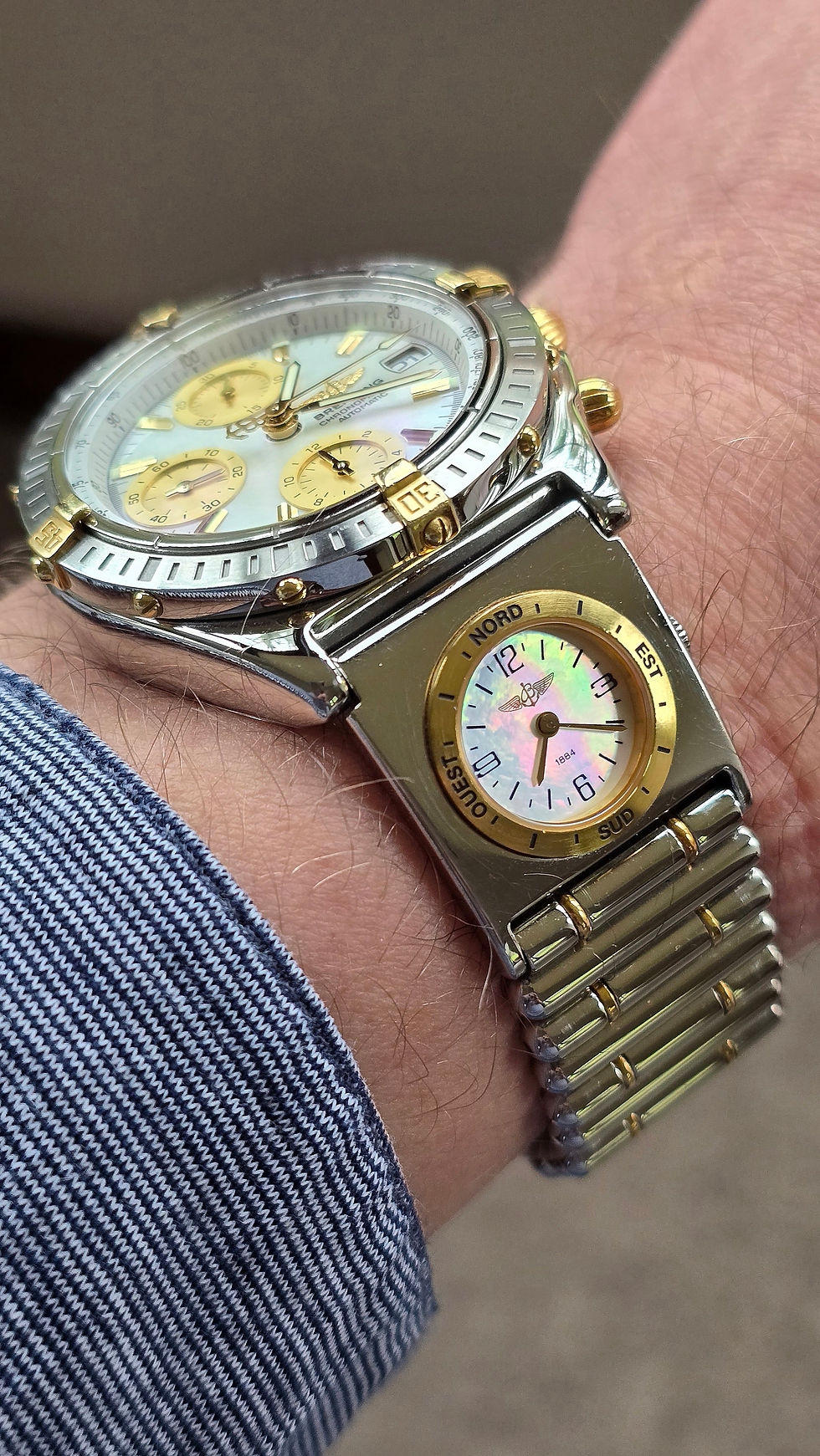 Thumbnail: 2004 Breitling Chronomat with UTC, MOP Dials, Rouleaux Bracelet