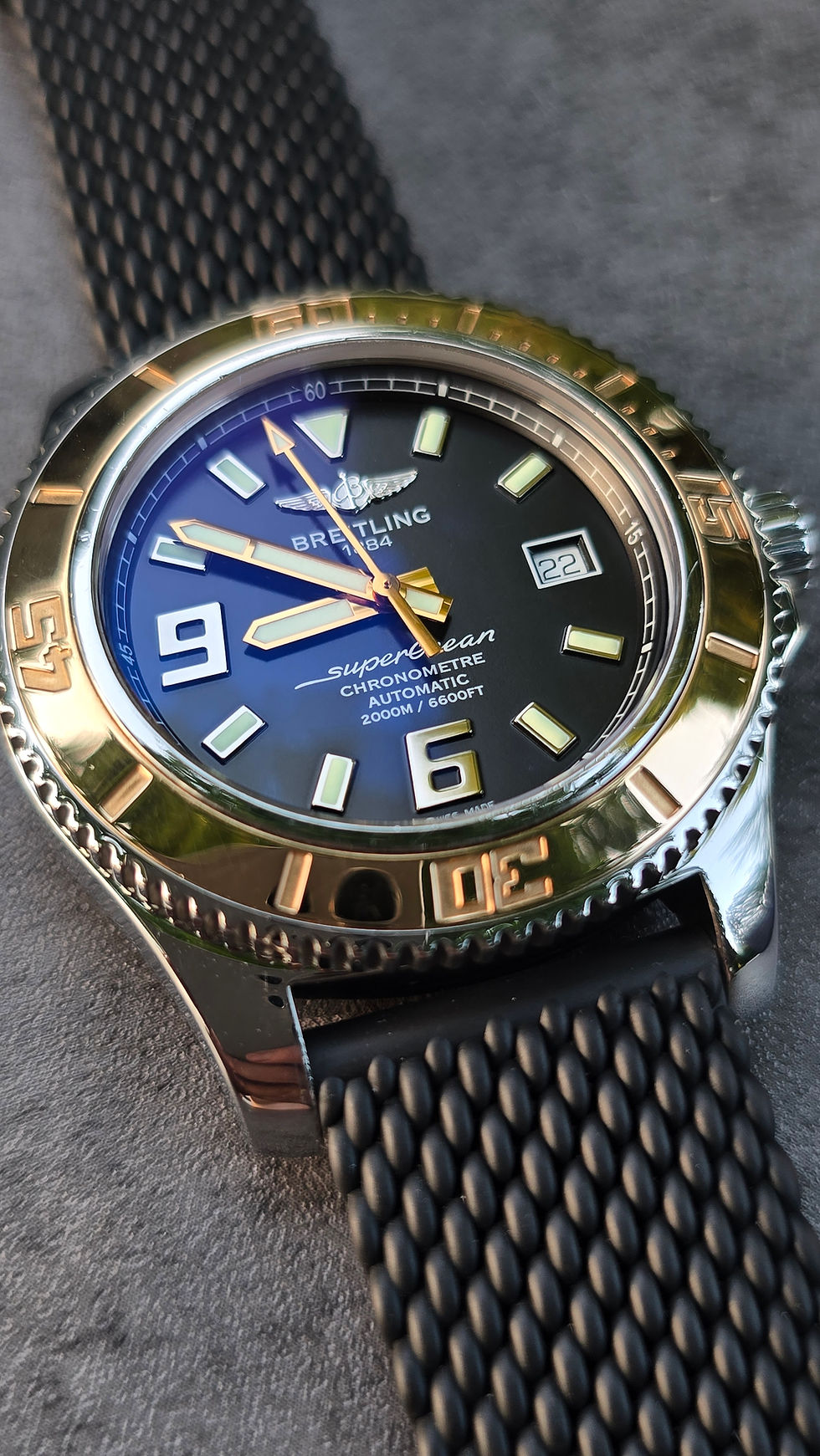 Thumbnail: Rare 2012 Breitling Superocean 44mm 18K Rose Gold Bezel