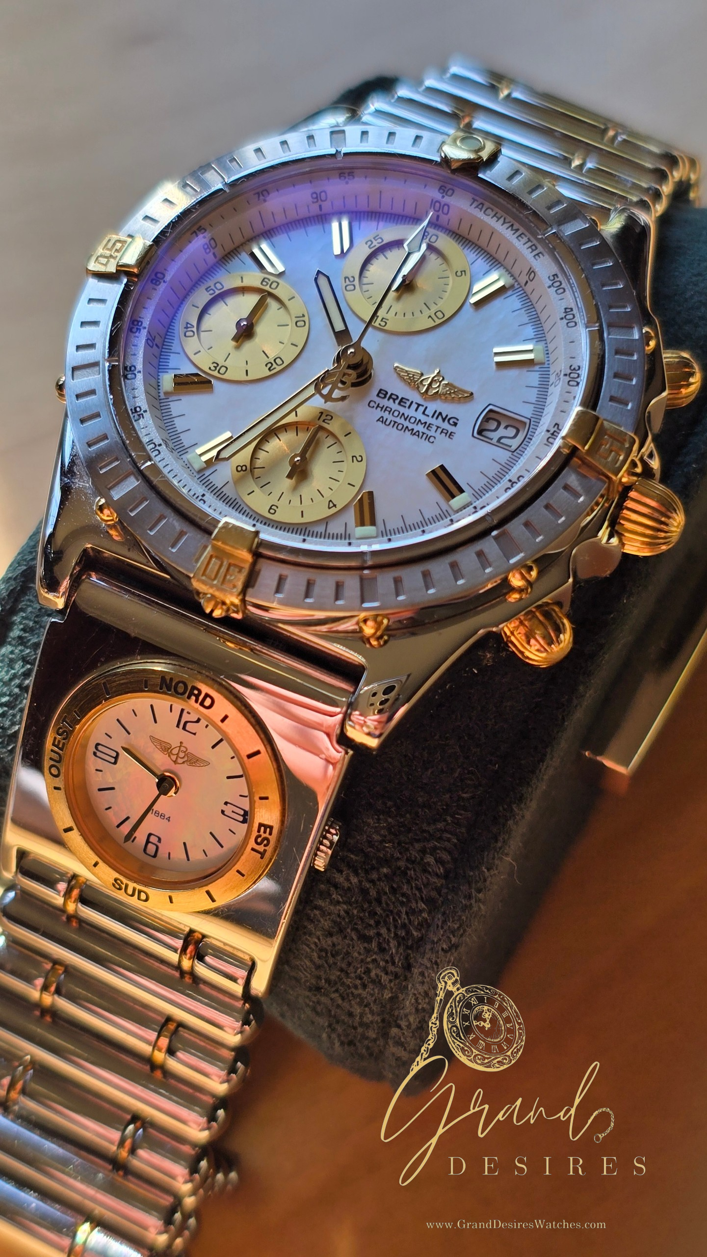 2004 Breitling Chronomat with UTC, MOP Dials, Rouleaux Bracelet