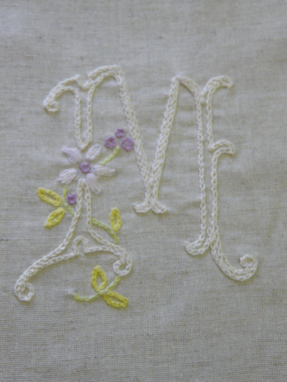 Miniature : Lettre "M" Brodée, encadrée