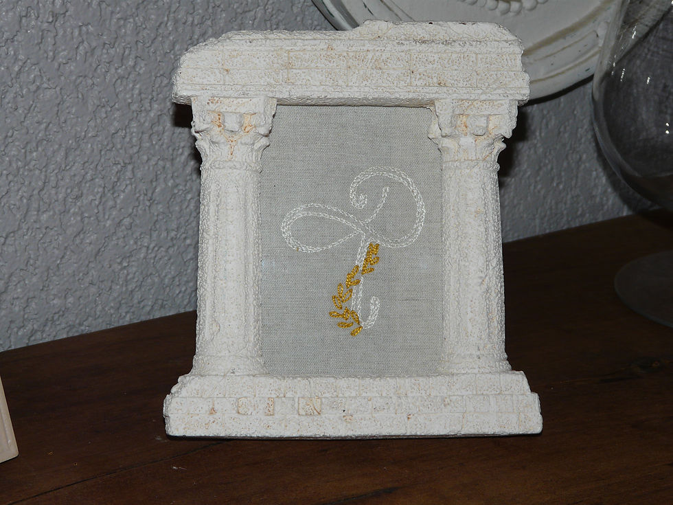 Miniature : Lettre "T" Brodée, Encadrée