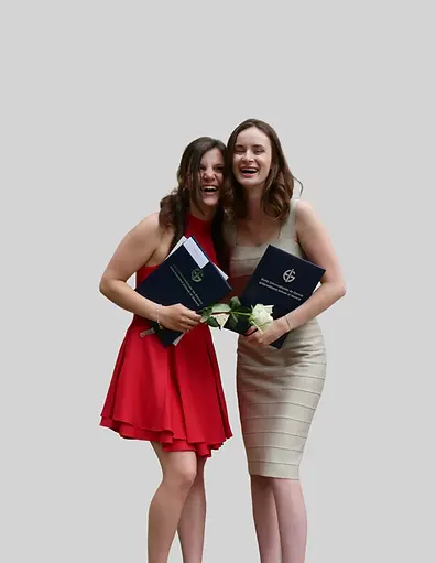 Ecolint-Graduation-image with two female students celebrating
