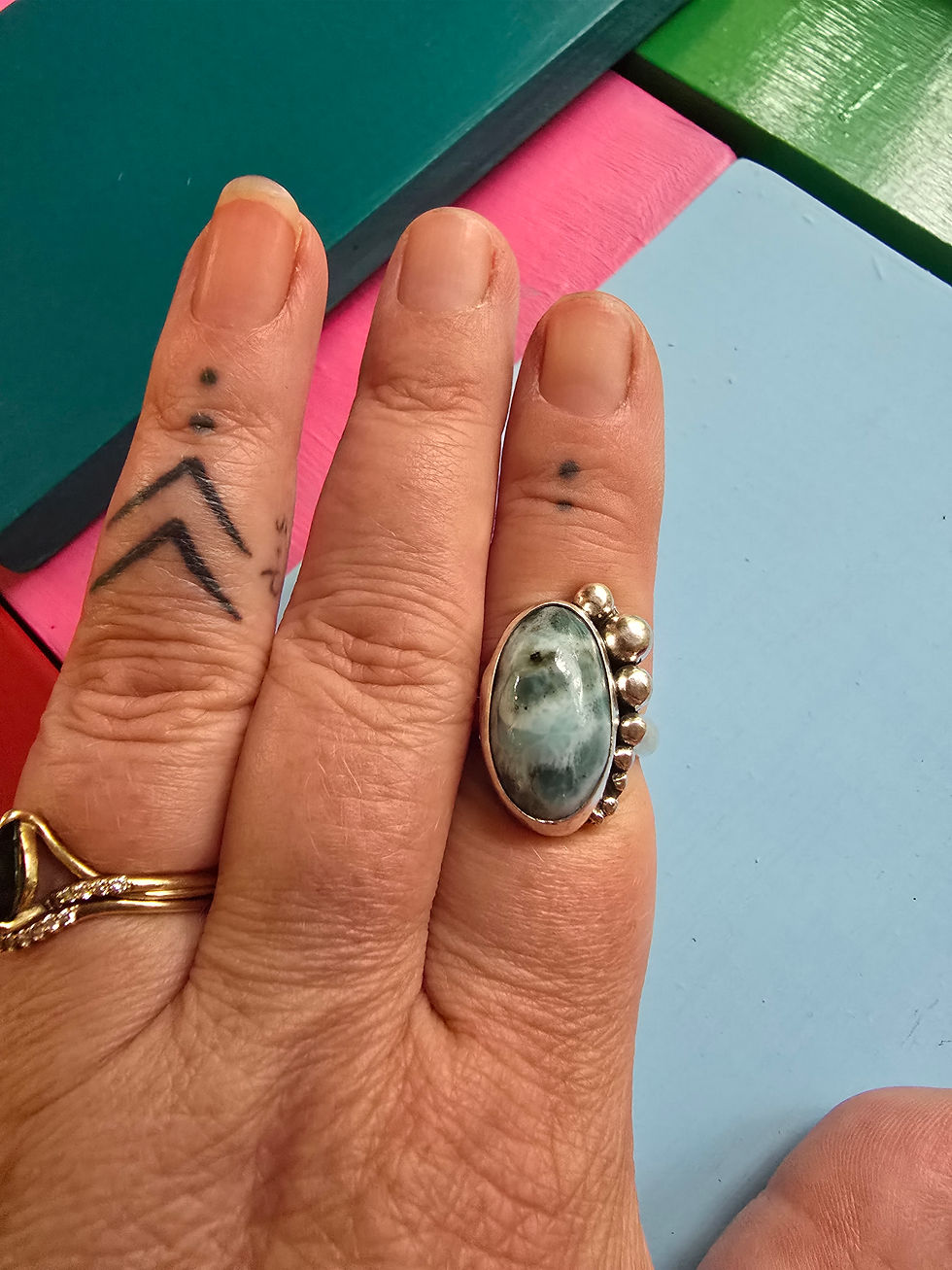 Thumbnail: Larimar and Bubbles Ring