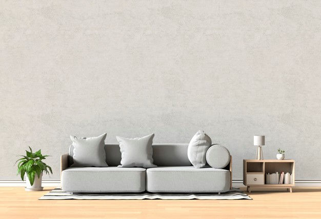 Living room feature wall muted grey