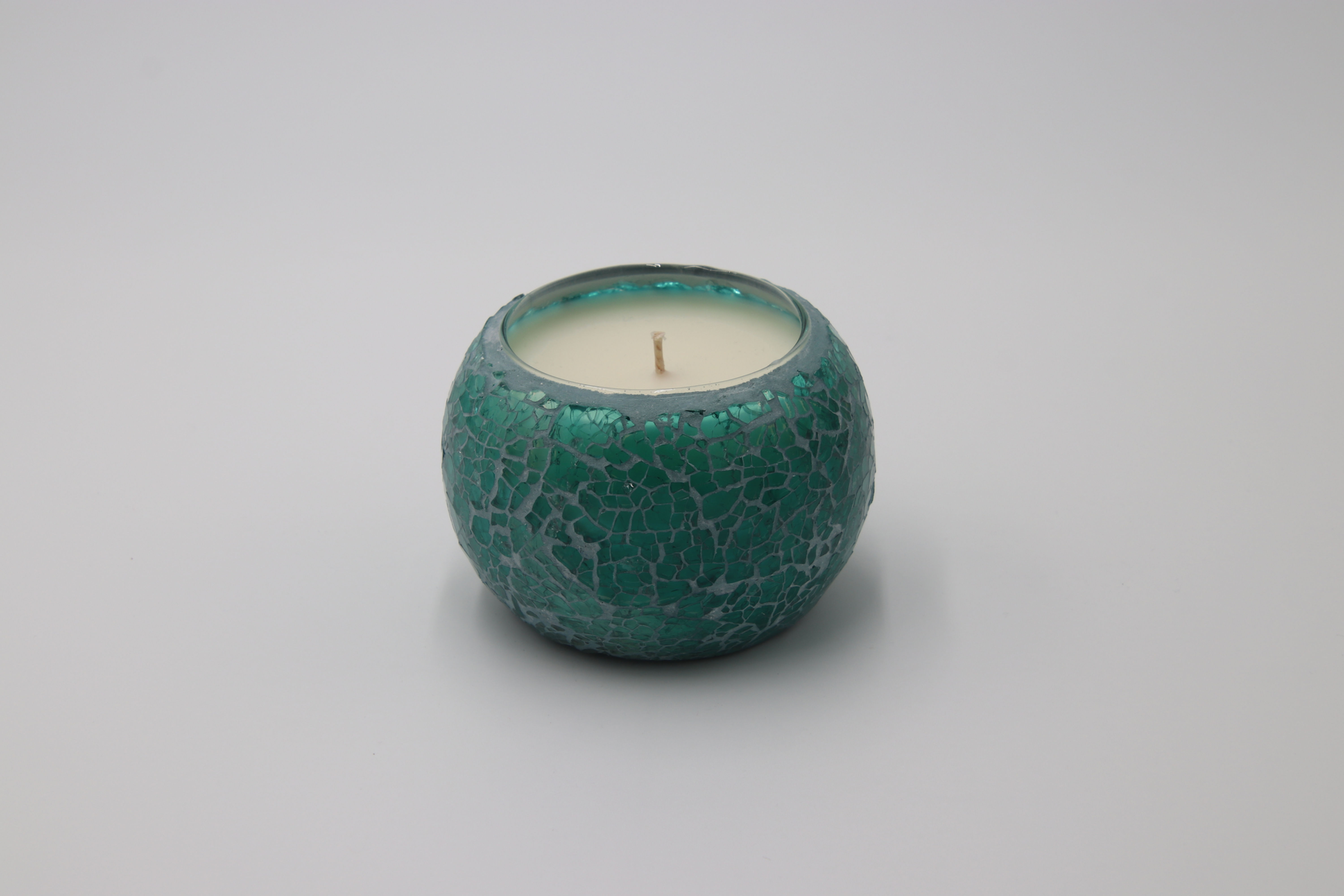 Turquoise Crackle Candle