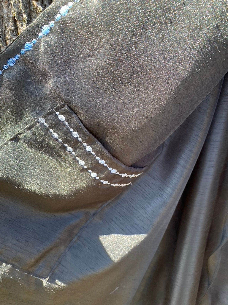 Thumbnail: SOLD: #20 Black linen lined with black shantung textured fabric