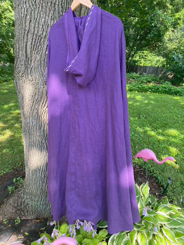 Thumbnail: SOLD. #196 Unlined purple linen cape