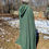 Thumbnail: SOLD: #6 Green unlined linen, lotus-like machine embroidery
