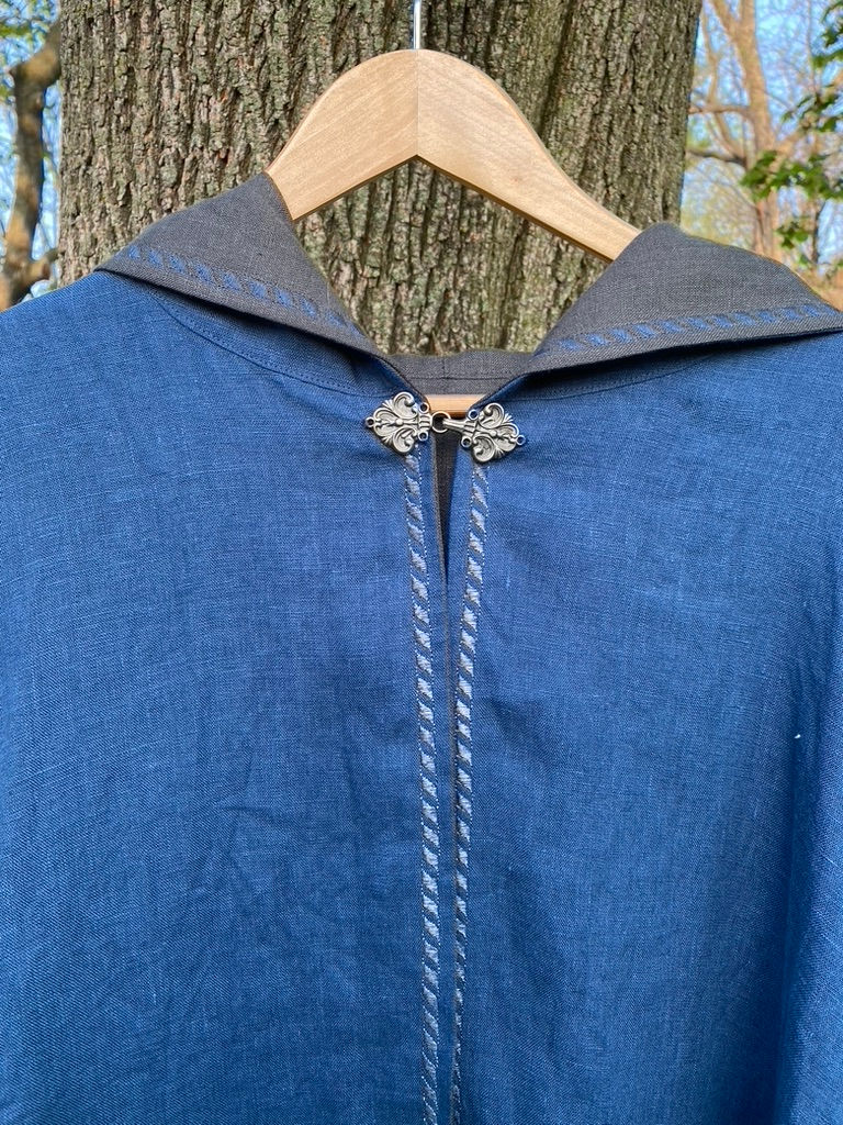 SOLD. #125 Blue Linen lined with Grey Linen