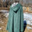 Thumbnail: SOLD: #8 Green Linen lined with shiny silver shantung textured fabric