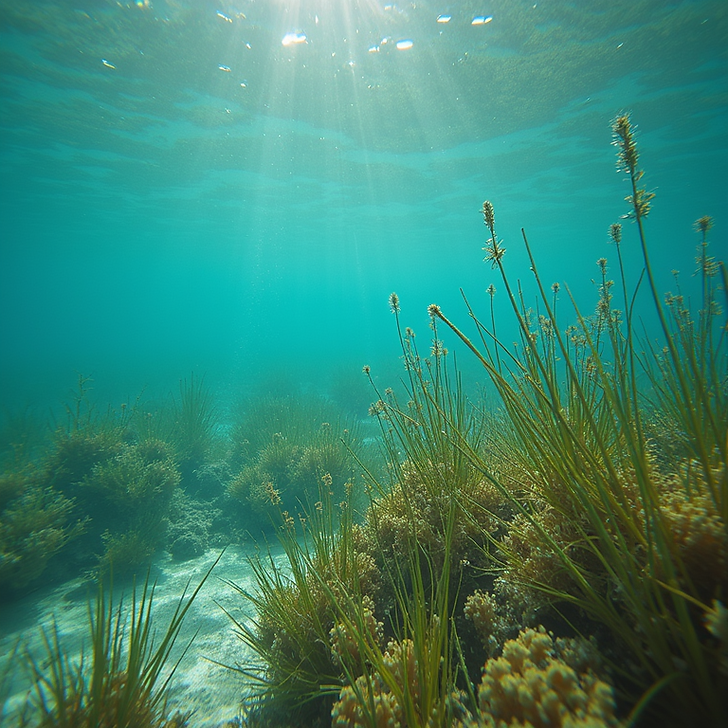 environmental shot restored seagrass beds crystal river natural daylight vibrant colors un