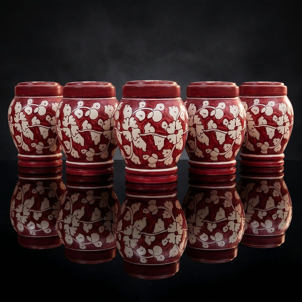 Thumbnail: Cherry - red floral pottery urn