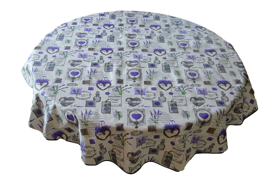 Lavender Love 60" Round Coated Cotton Tablecloth
