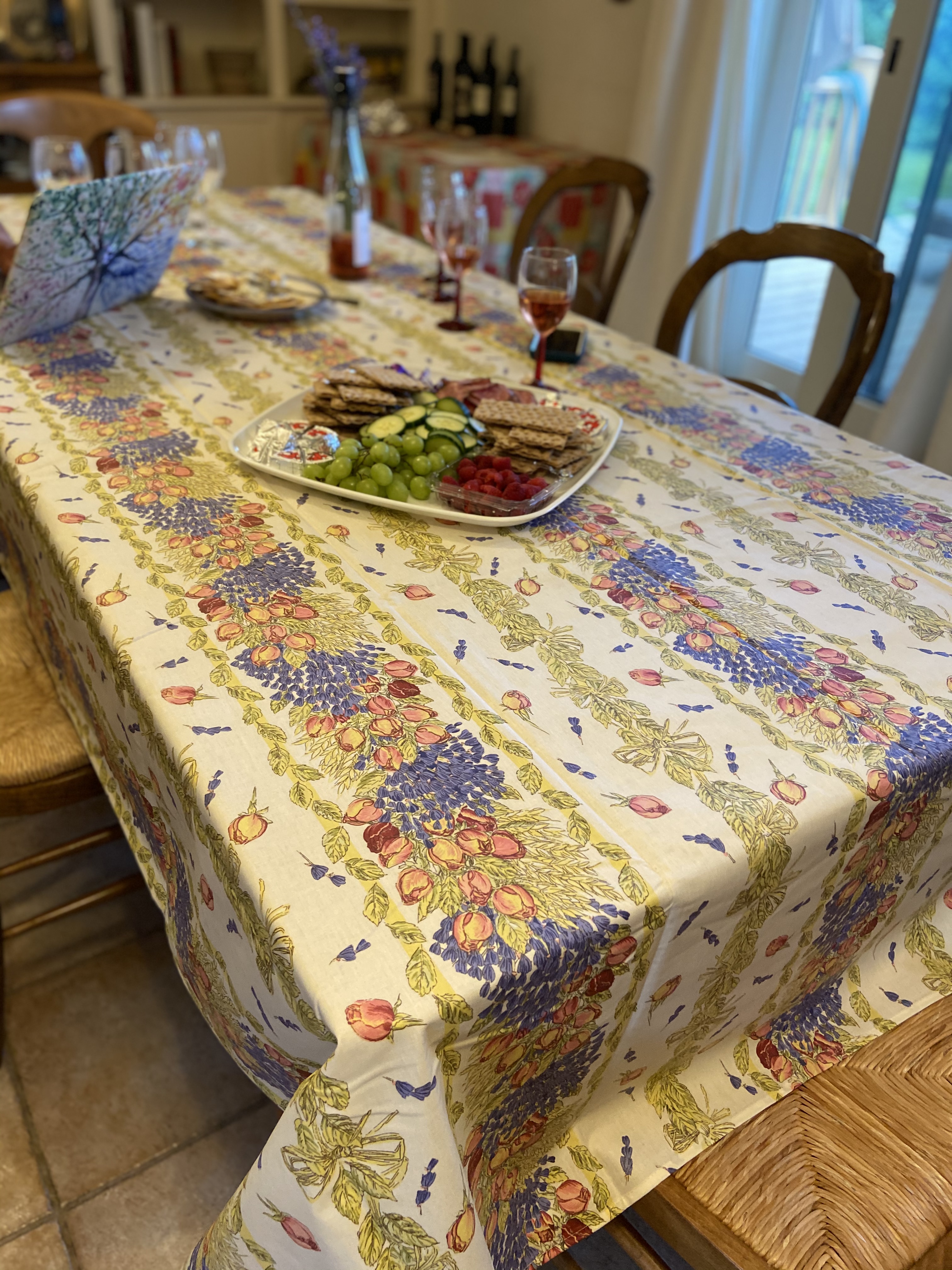 Roses & Lavender Coated Cotton Tablecloths