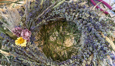 Wreath made from fresh lavender