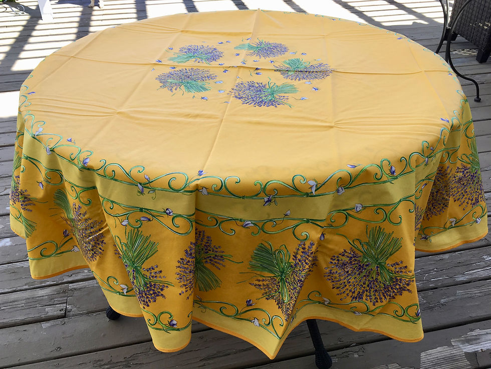 Bouquet de Lavande Yellow Coated Cotton Tablecloth