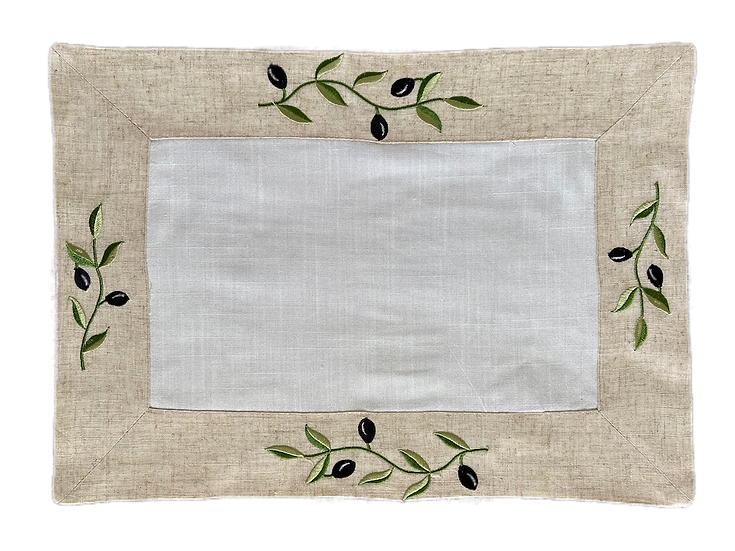 Embroidered Olive Placemats French Tablecloths