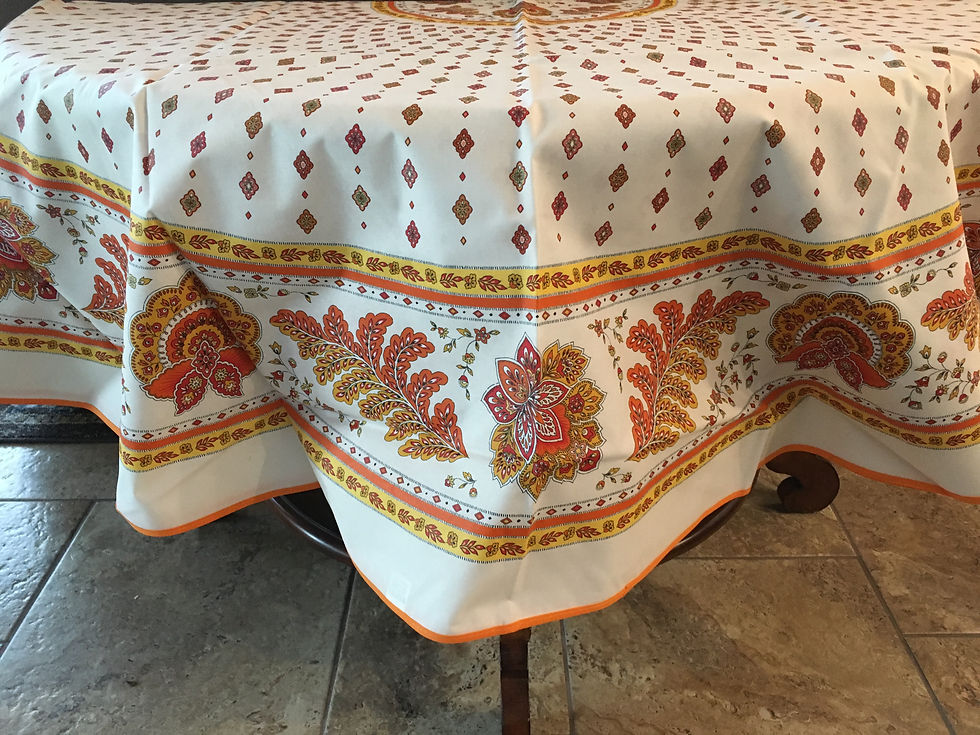 Mirabeau Orange CENTERED Coated Cotton Tablecloth