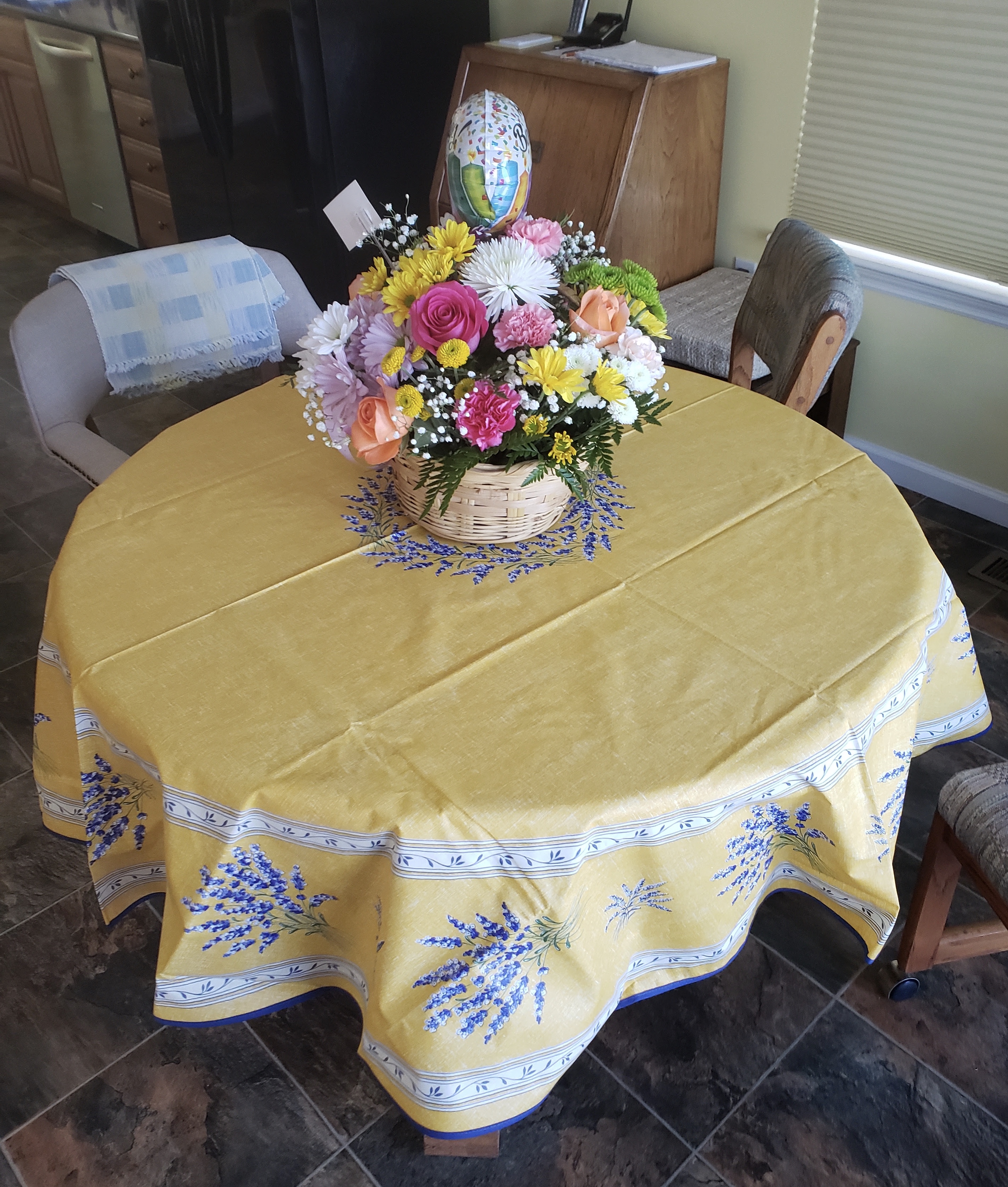 Valensole Coated Cotton Tablecloth: Yellow