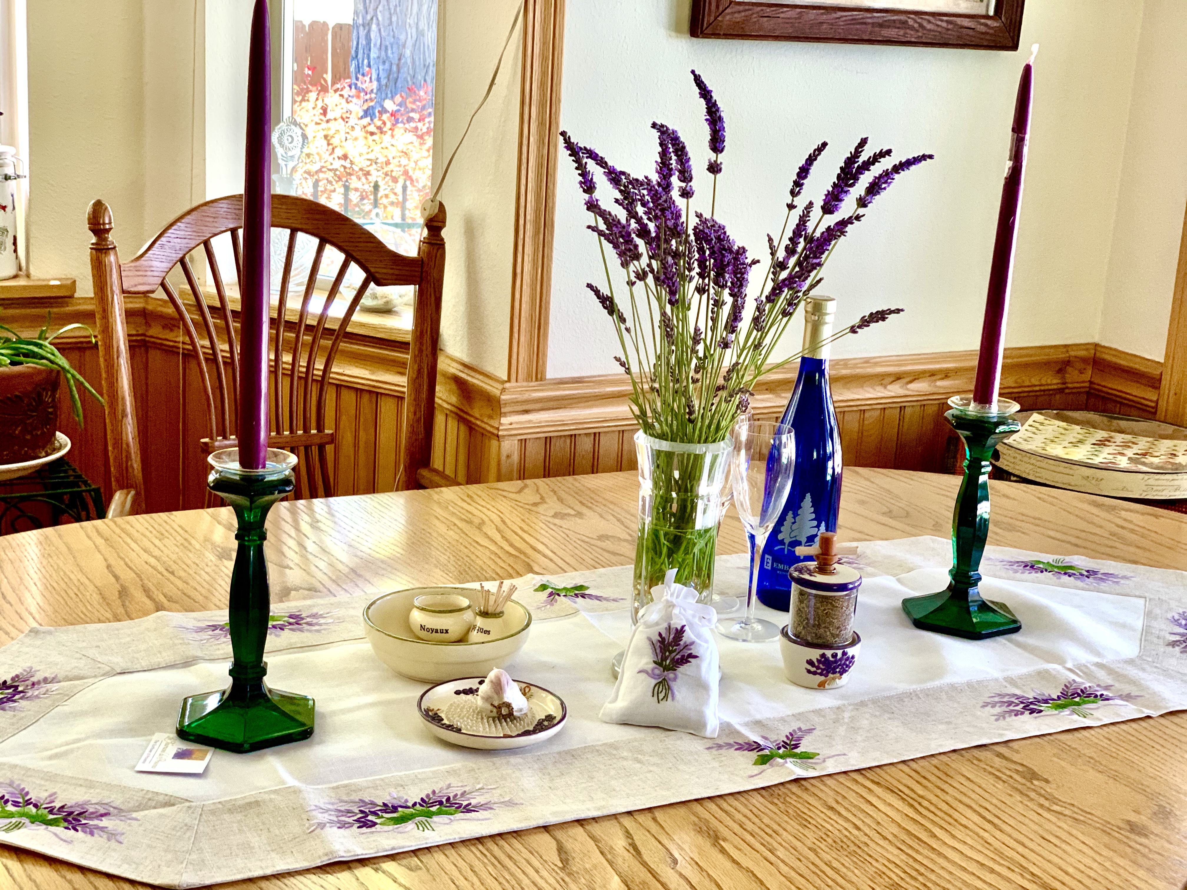 Lavender Embroidered Table Runner