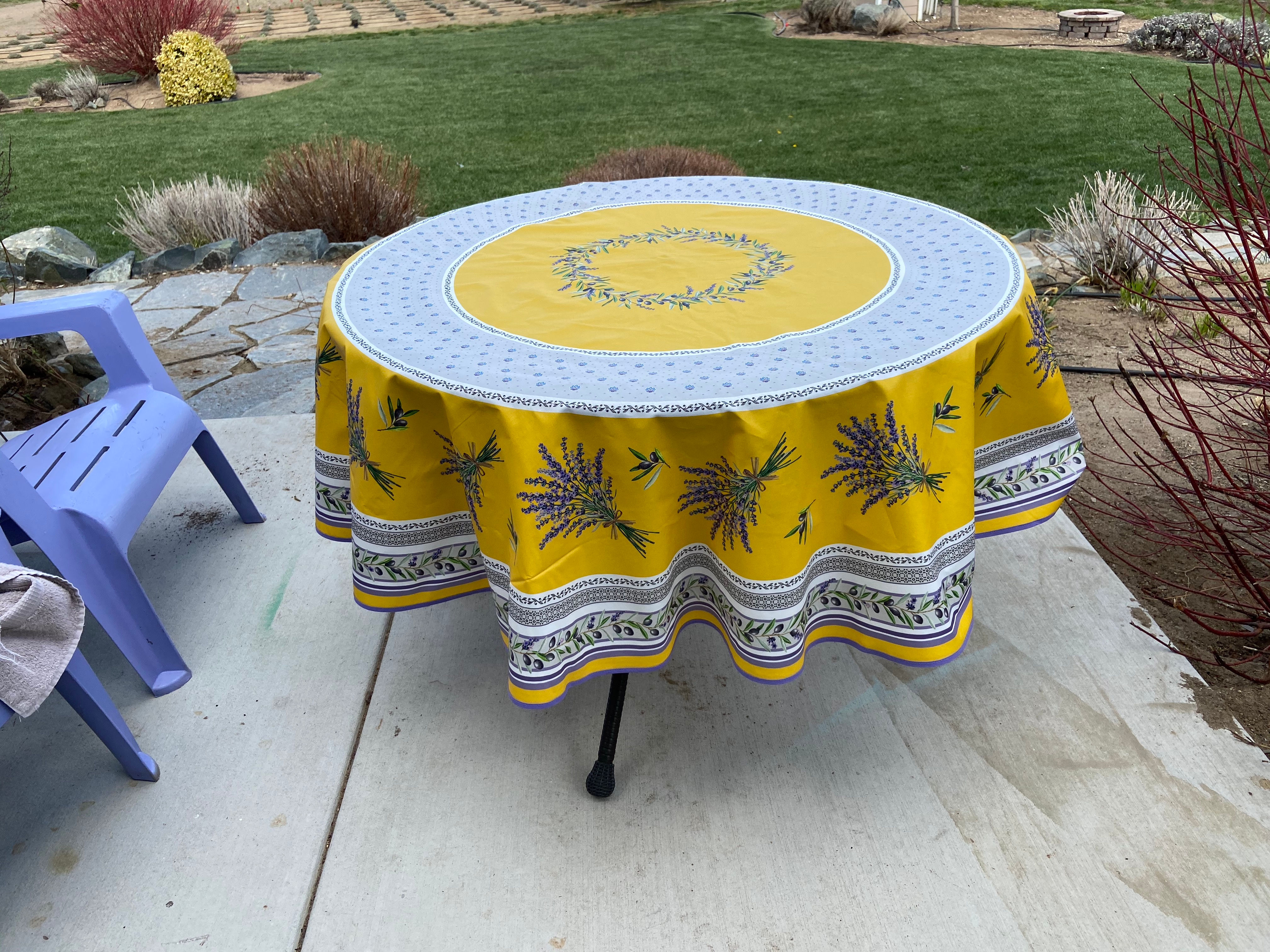 Lauris Yellow Coated Cotton Tablecloth