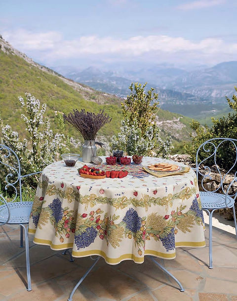 French acrylic coated cotton tablecloth clearance