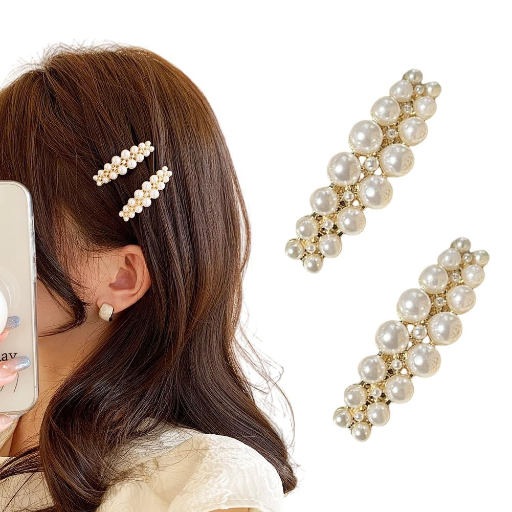 Yusier 2PCS Small Pearl Hair Clips Elegant Accessories French Hair Jewelry Acces