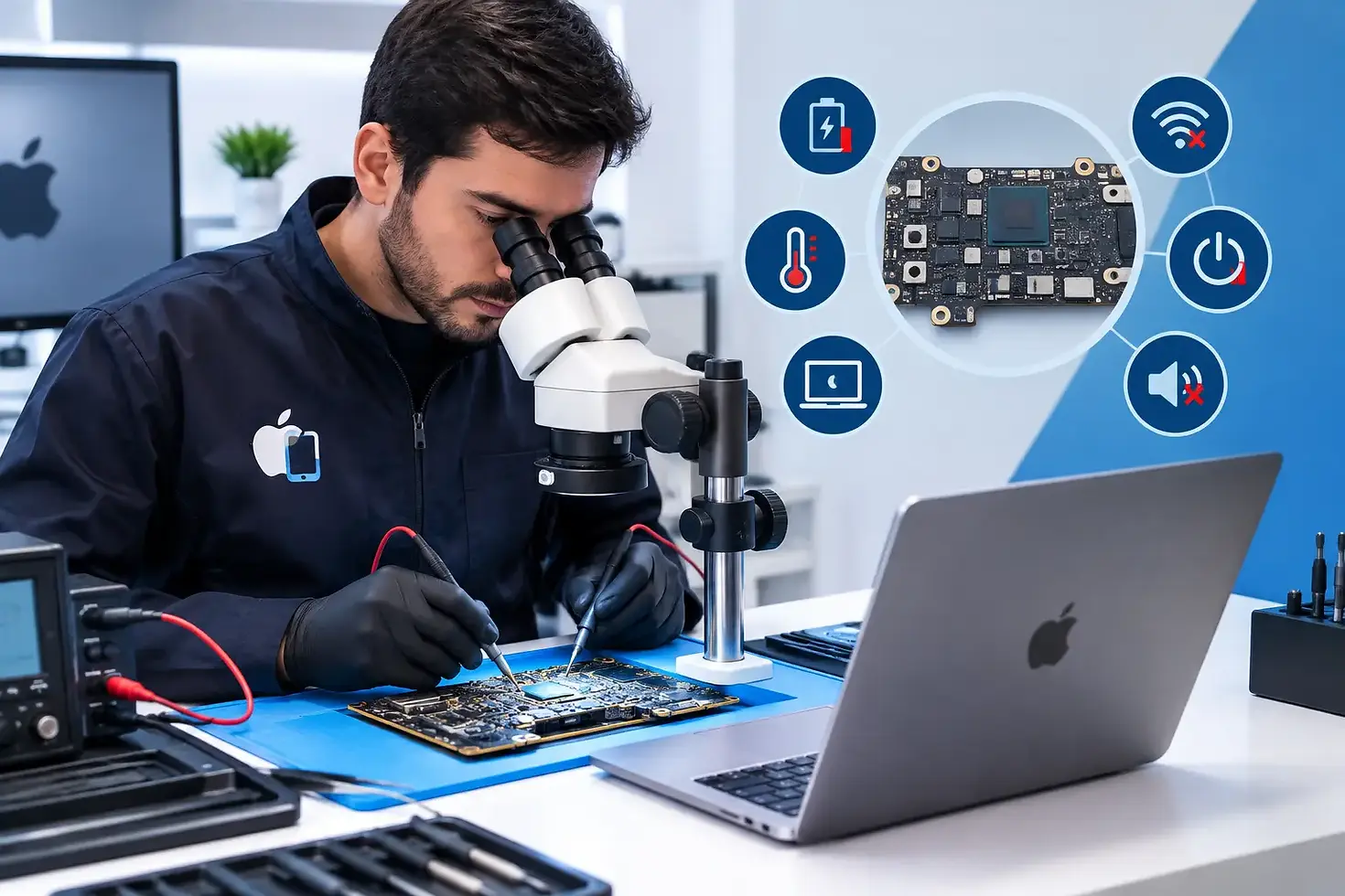 Mejores síntomas de falla en placa lógica MacBook
