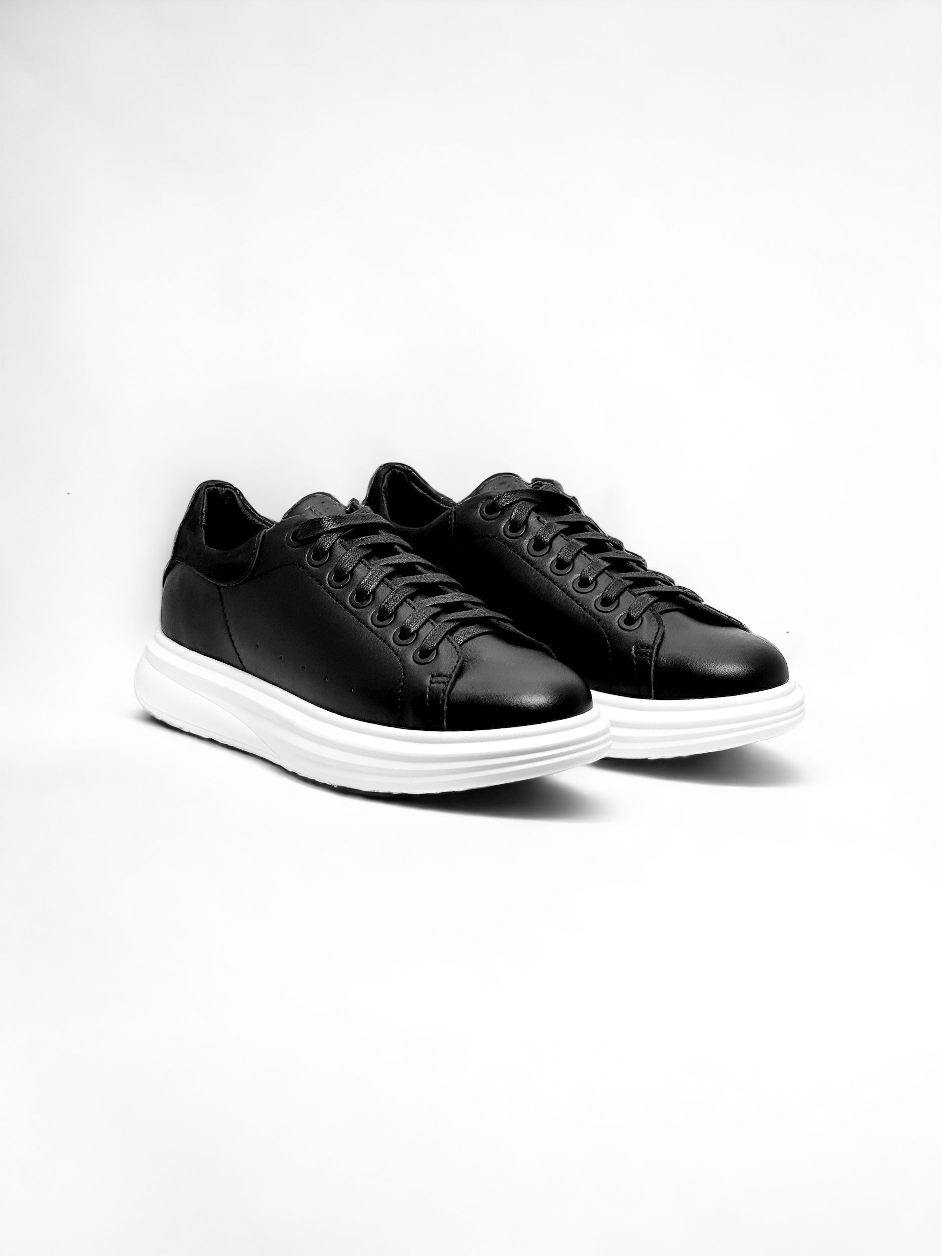 Чоловічі утеплені кеди на байці OCEAN чорні на білій підошві