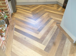 Amtico 3 colours herringbone with border & metal grout strip