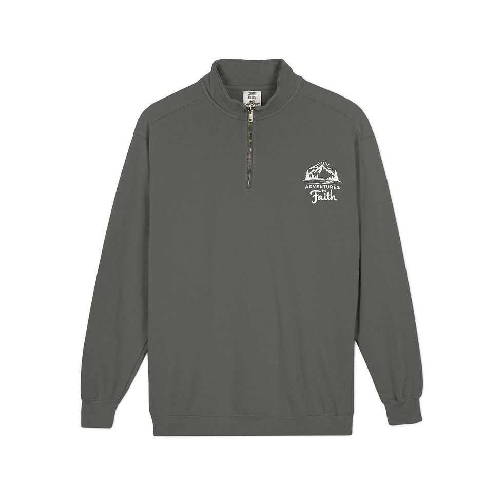 Thumbnail: Quarter-Zip Sweatshirt — Adventure in Faith Graphic