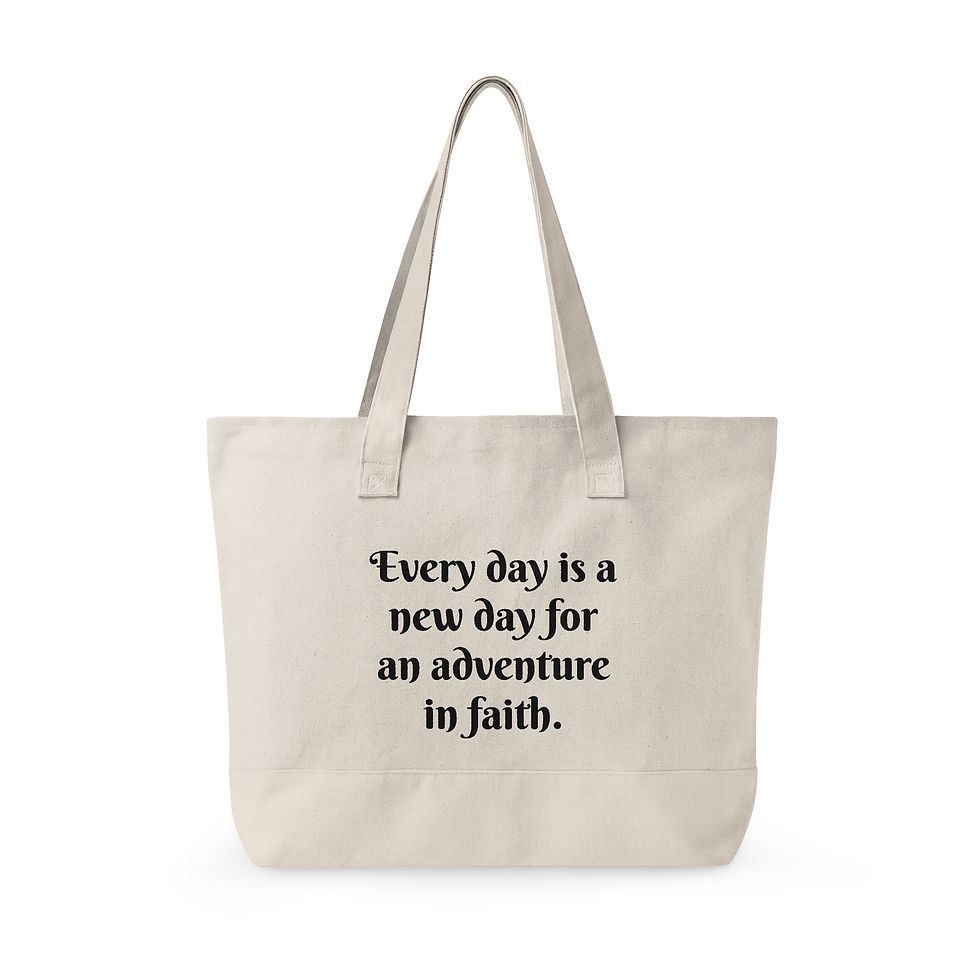Thumbnail: Faith Adventure Canvas Tote — "Adventures in Faith" Zippered Tote Bag