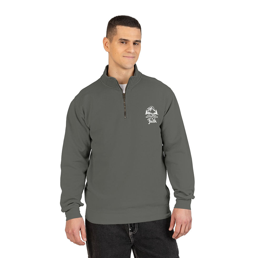 Thumbnail: Quarter-Zip Sweatshirt — Adventure in Faith Graphic