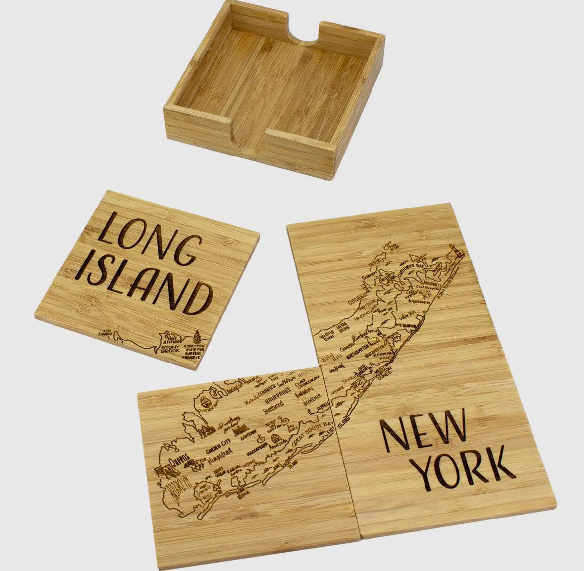 Long Island Puzzle Wood Coaster Set