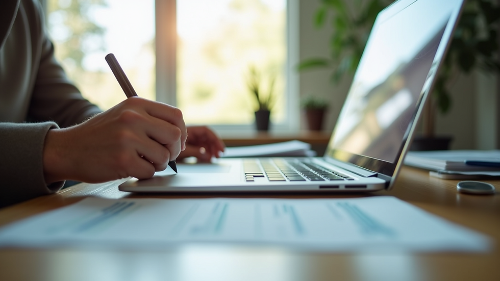 Eye-level view of a career counselor’s office with a desk and career planning materials