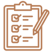 An icon of a pencil and clipboard with a checklist