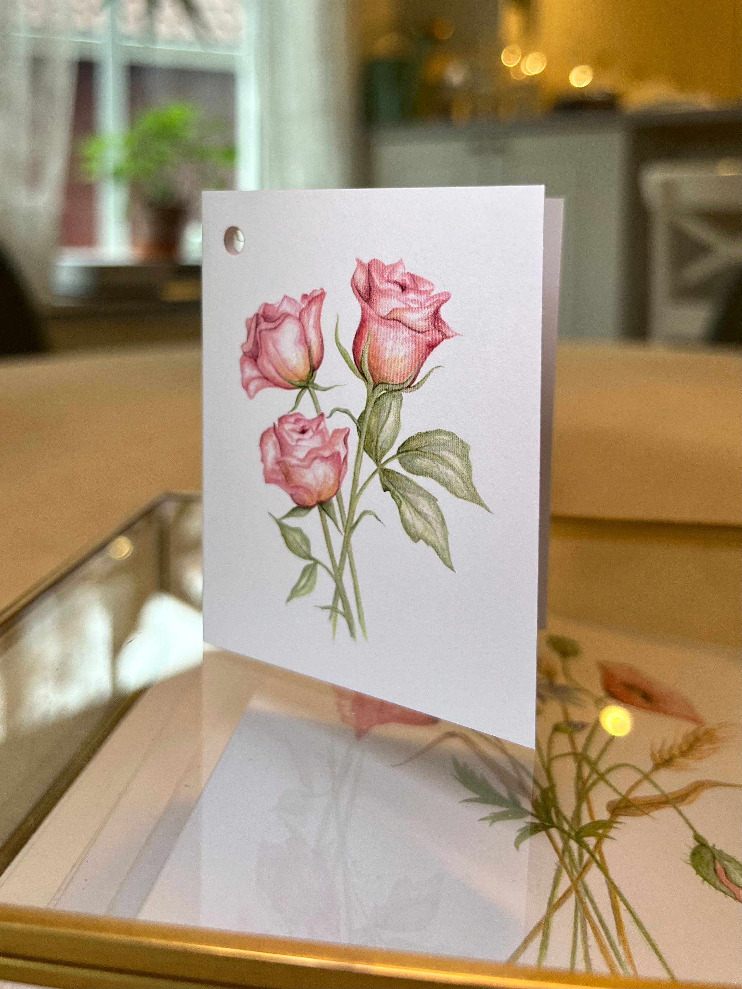 Litet hälsningskort, "Ros"