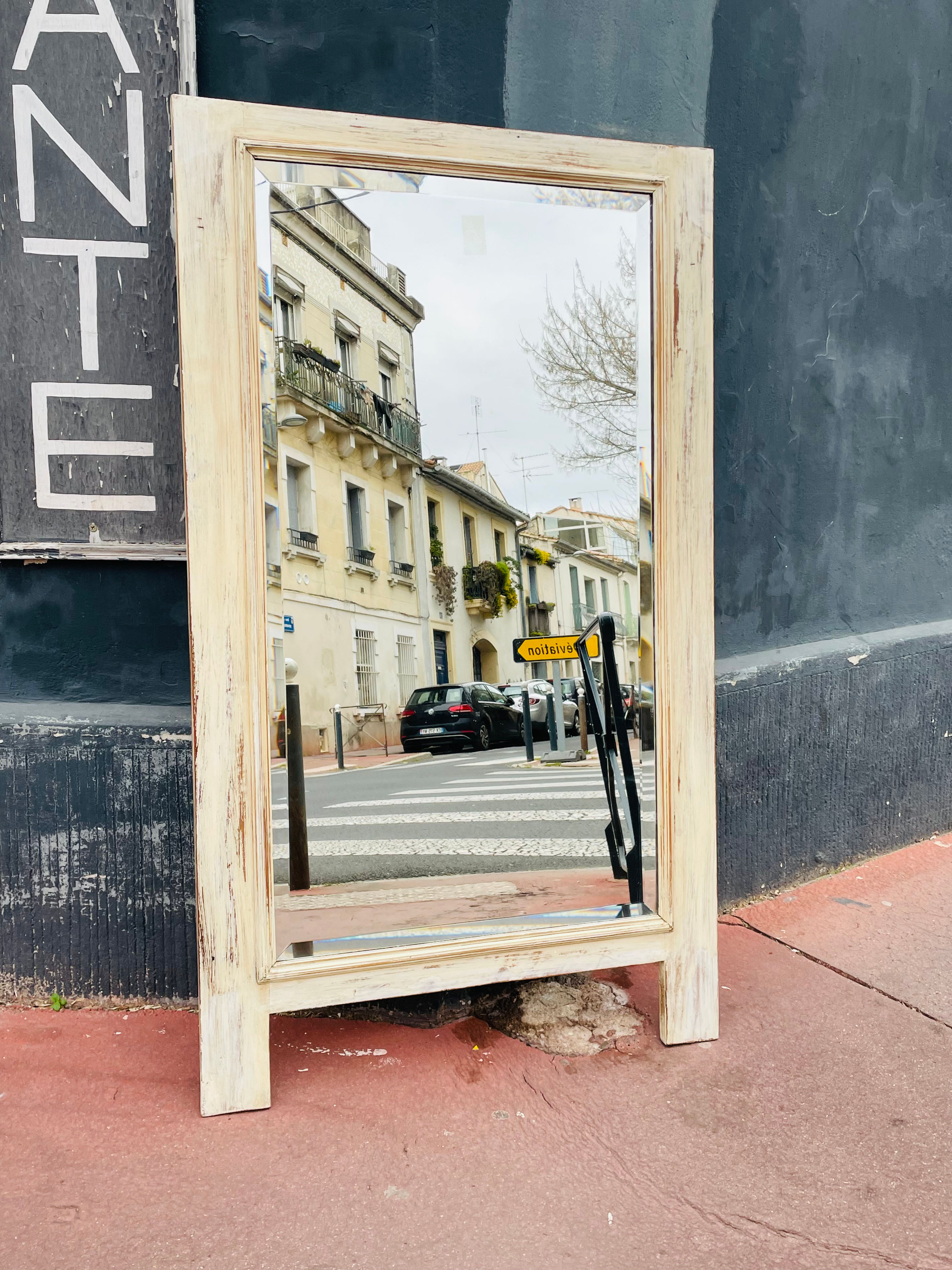 Grand miroir patiné