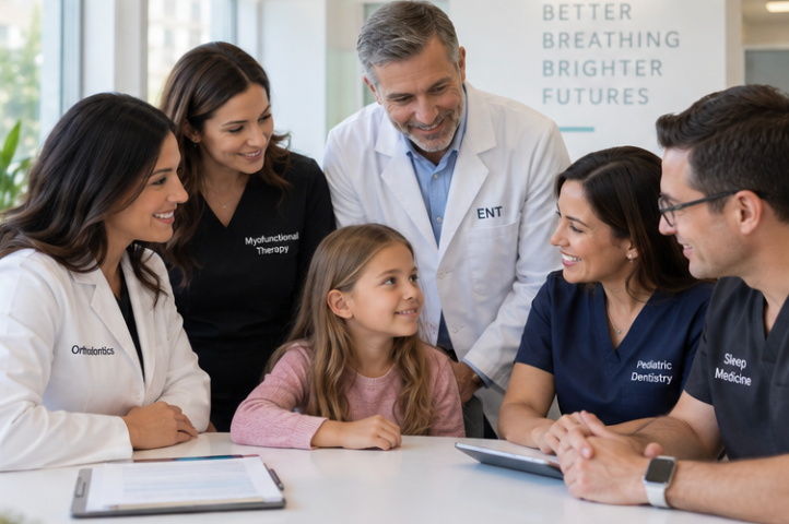 Children benefit when providers collaborate across orthodontics, myofunctional therapy, ENT, pediatric dentistry, sleep, and growth.