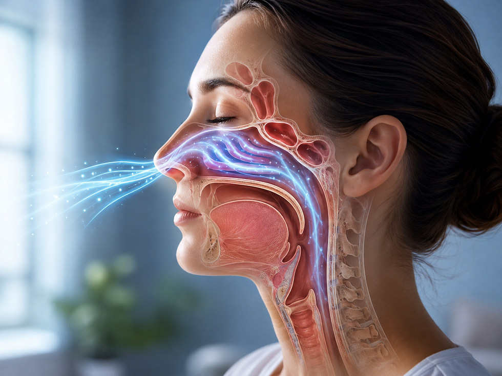 Nasal breathing supports airflow, nitric oxide exchange, immune function, and whole-body physiology.
