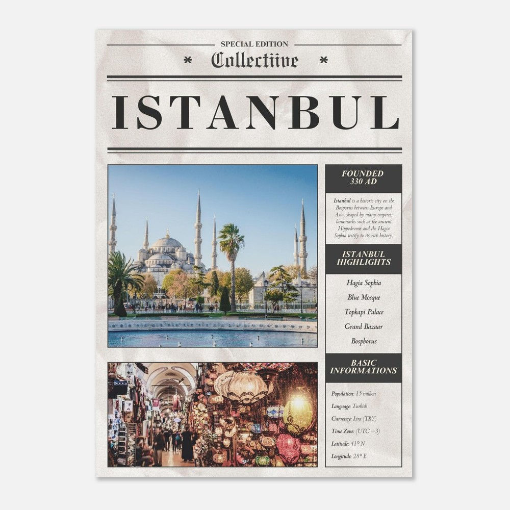 Istanbul Poster im Zeitungsstil – Collectiive City Collection