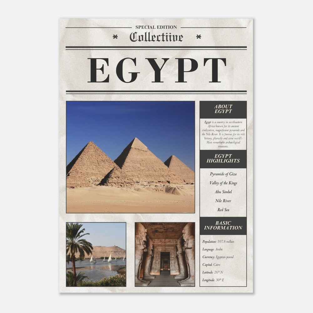 Ägypten Poster im Zeitungsstil – Collectiive Country Collection