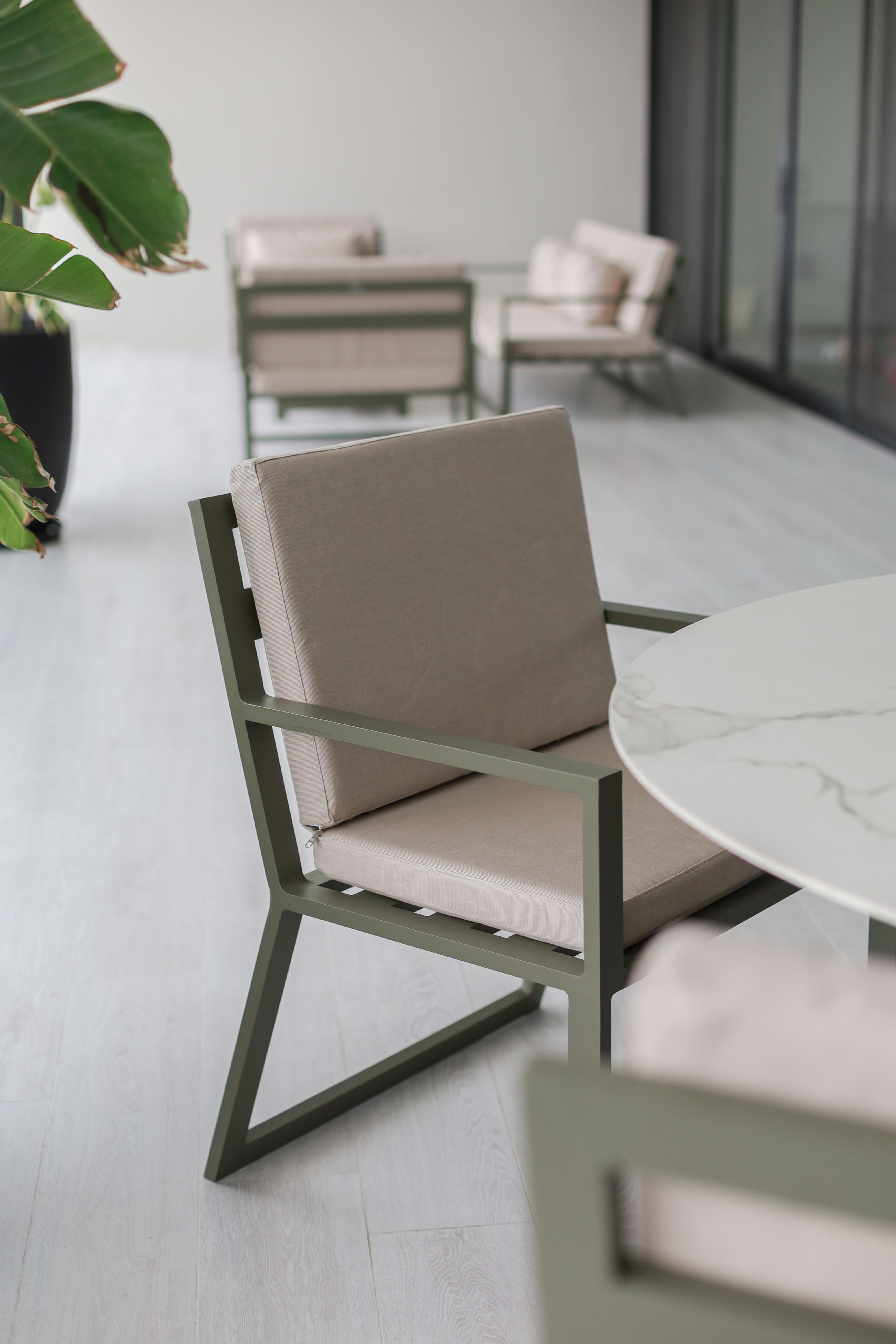 Silla Aluminio Verde Oliva con Apoyabrazos