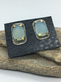 Blue Chalcedony post earrings