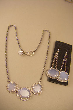 Blue Chalcedony Necklace & Ears
