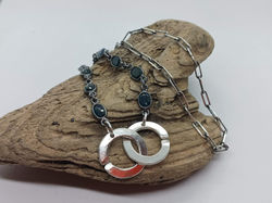 Blue Sapphire & Silver Kink Link Necklace